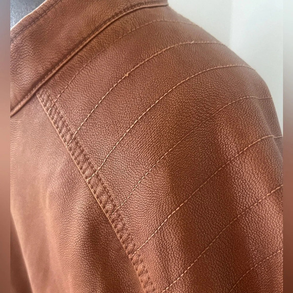 Roundtree & Yorke Sz 3XLT Brown Weatherproof Faux Leather Bomber Jacket NEW - Picture 15 of 15